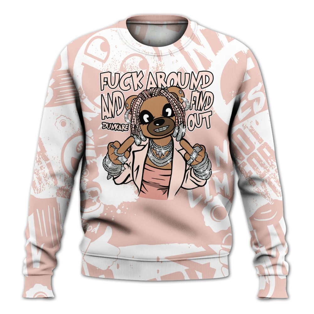 Sweatshirt To Match Low Legend Pink 11s - F#ck Around Bear Bear Monogram Graffiti All Over Print