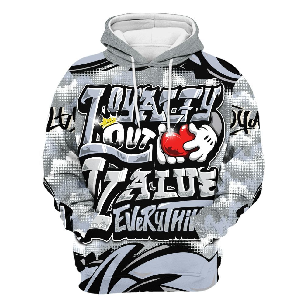 Hoodie To Match White Metallic 2026 5s - Loyalty Out Value Graffiti All Over Print