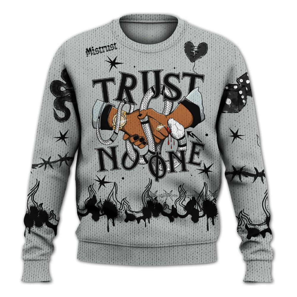 Knitted Sweater To Match Black Wolf Grey 12s - Trust No One Snake-Bite Doodle Crayon