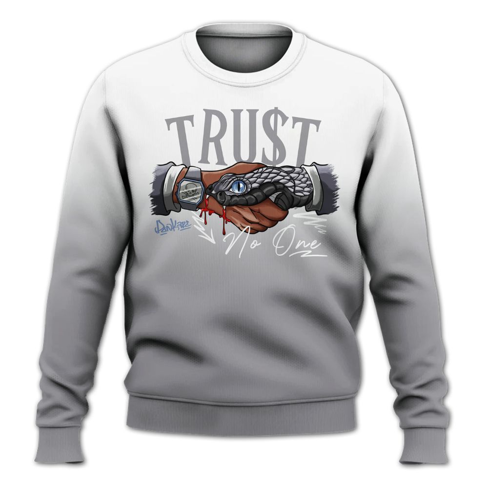 Sweatshirt To Match Cement Grey 11s - Snake Trust No One Drip All Over Print