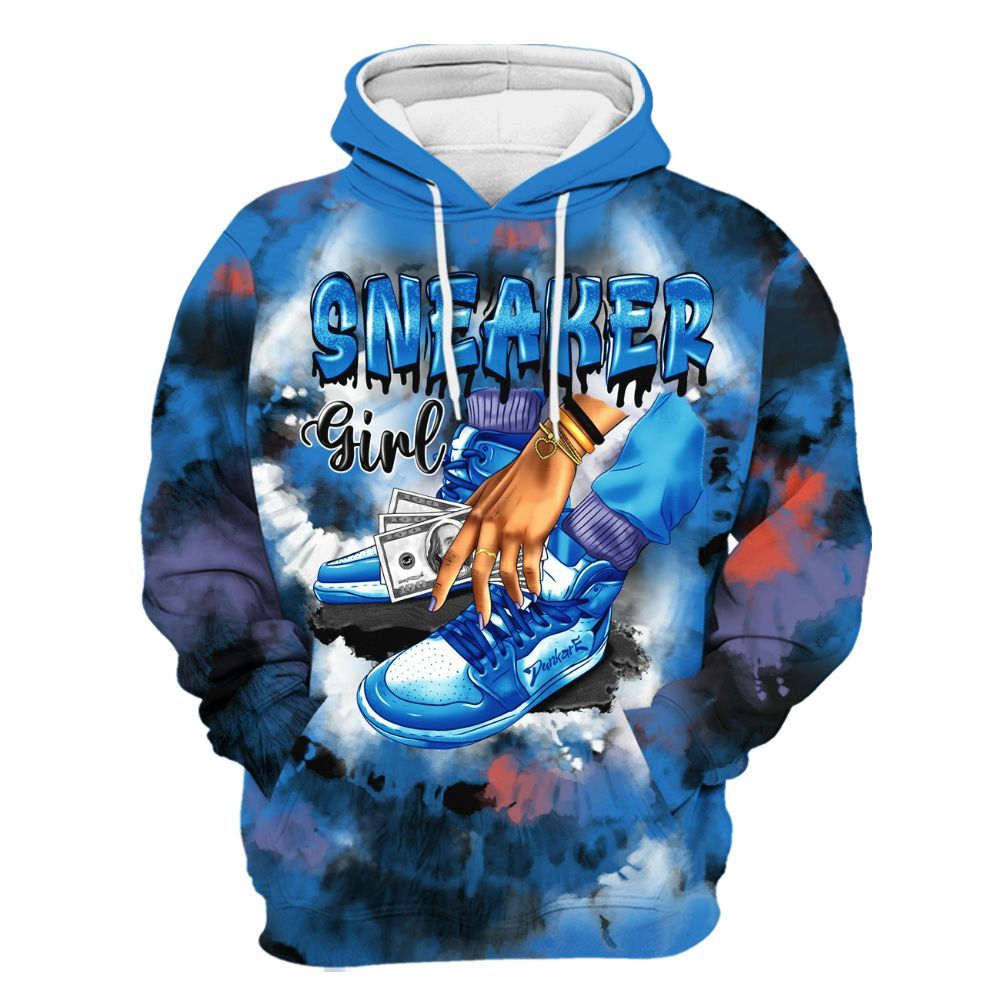 Hoodie To Match Hi-Res Blue 700s - SNEAKER Girl Money Drip Tie Dye All Over Print