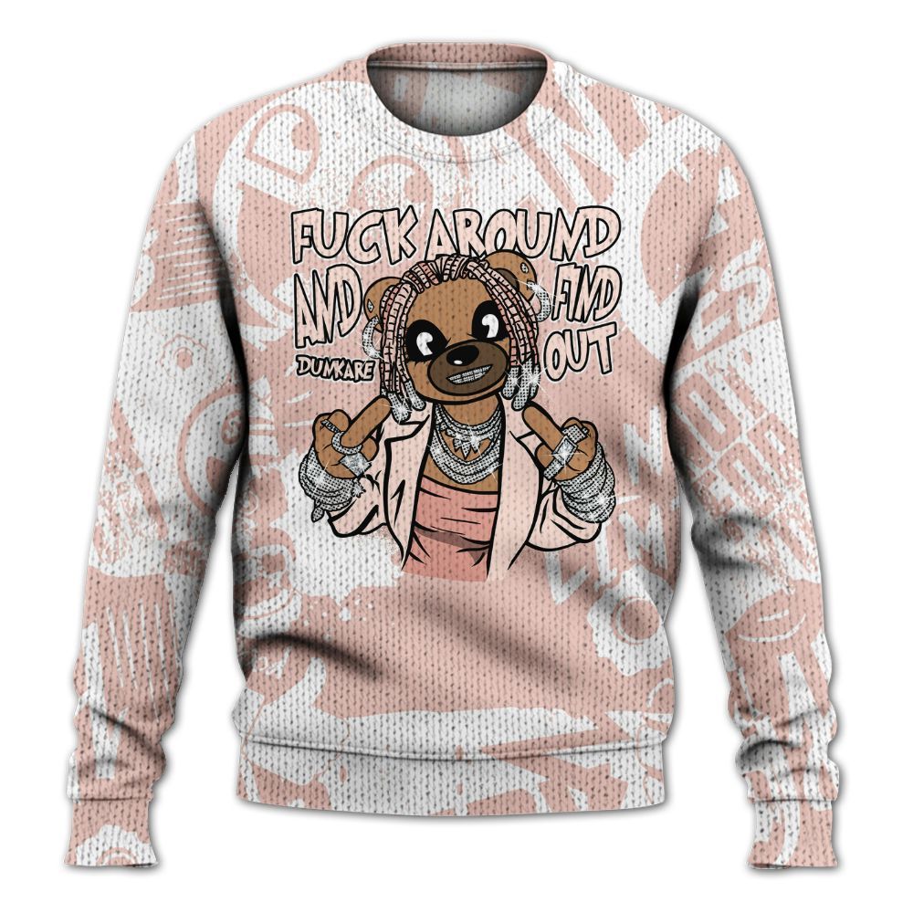 Knitted Sweater To Match Low Legend Pink 11s - F#ck Around Bear Bear Monogram Graffiti