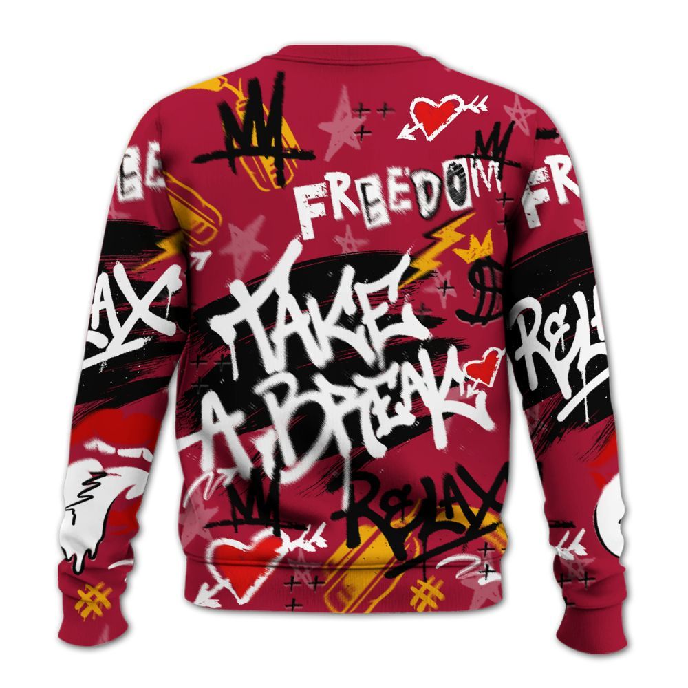 Sweatshirt To Match Cardinal 7s - Take Break Freedom Graffiti Streetwear All Over Print