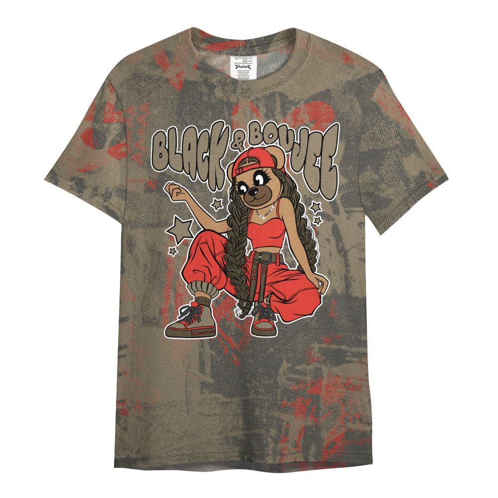 Shirt To Match Olive 9s - Boujee Girls Bear Heart Grunge All Over Print