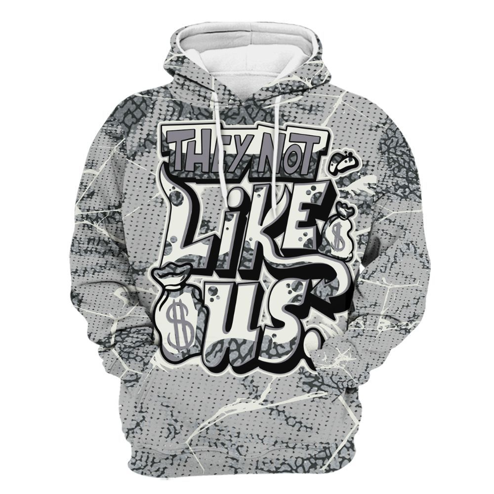 Hoodie To Match Cement Grey Silver 3s - Dislike Us Crack All Over Print
