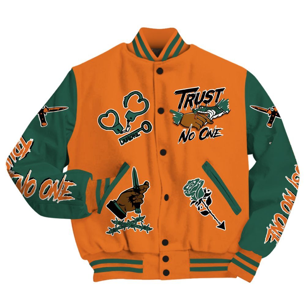 Varsity Jacket To Match Dunk Low Ceramic - Trust No One Dripping All Over Print