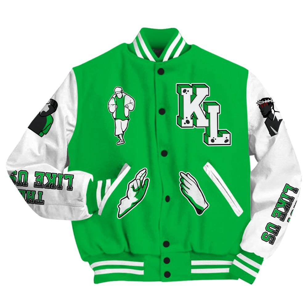 Varsity Jacket To Match Lucky Green 5s - Dislike Us Graphic All Over Print
