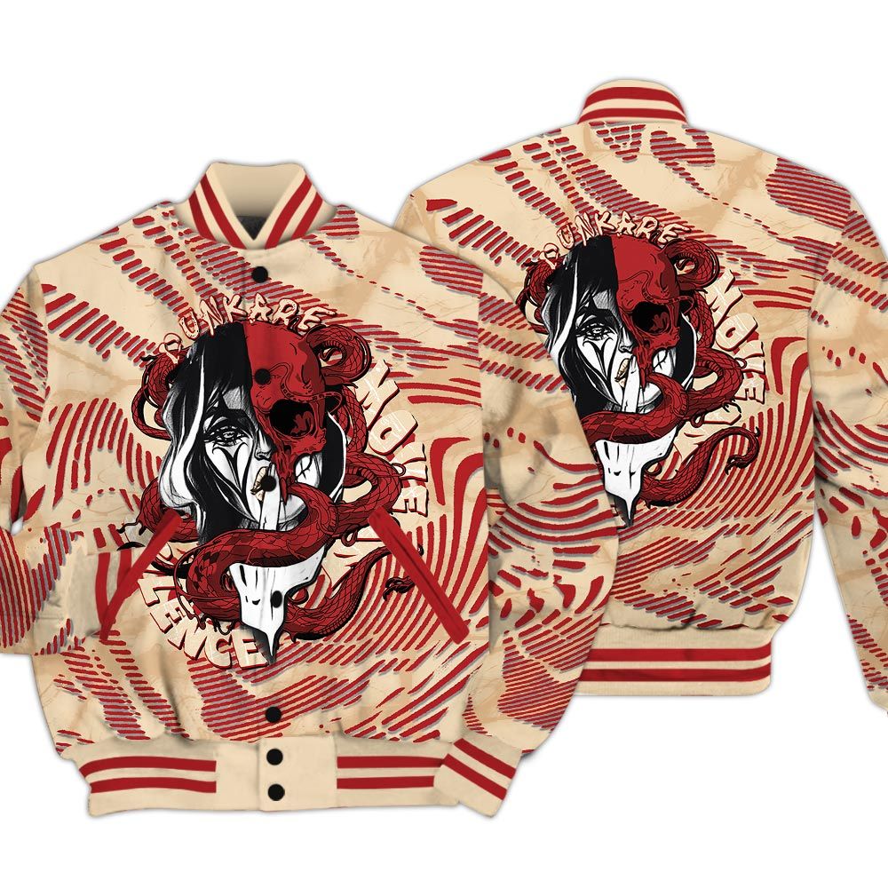 Varsity Jacket To Match Dunk Low Strawberry Waffle - Move In Silence Fume Varsity Jacket Unisex