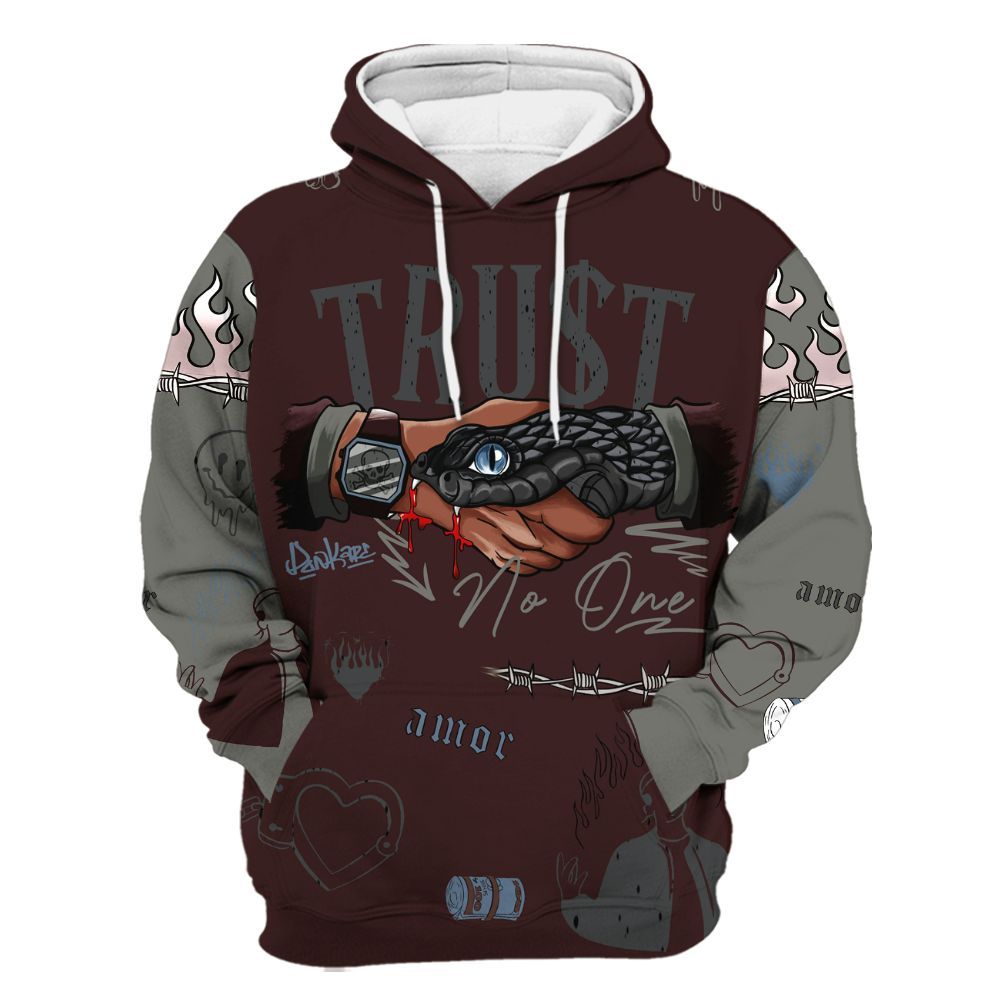 Hoodie To Match Burgundy 5s - Snake Trust No One All Over Print