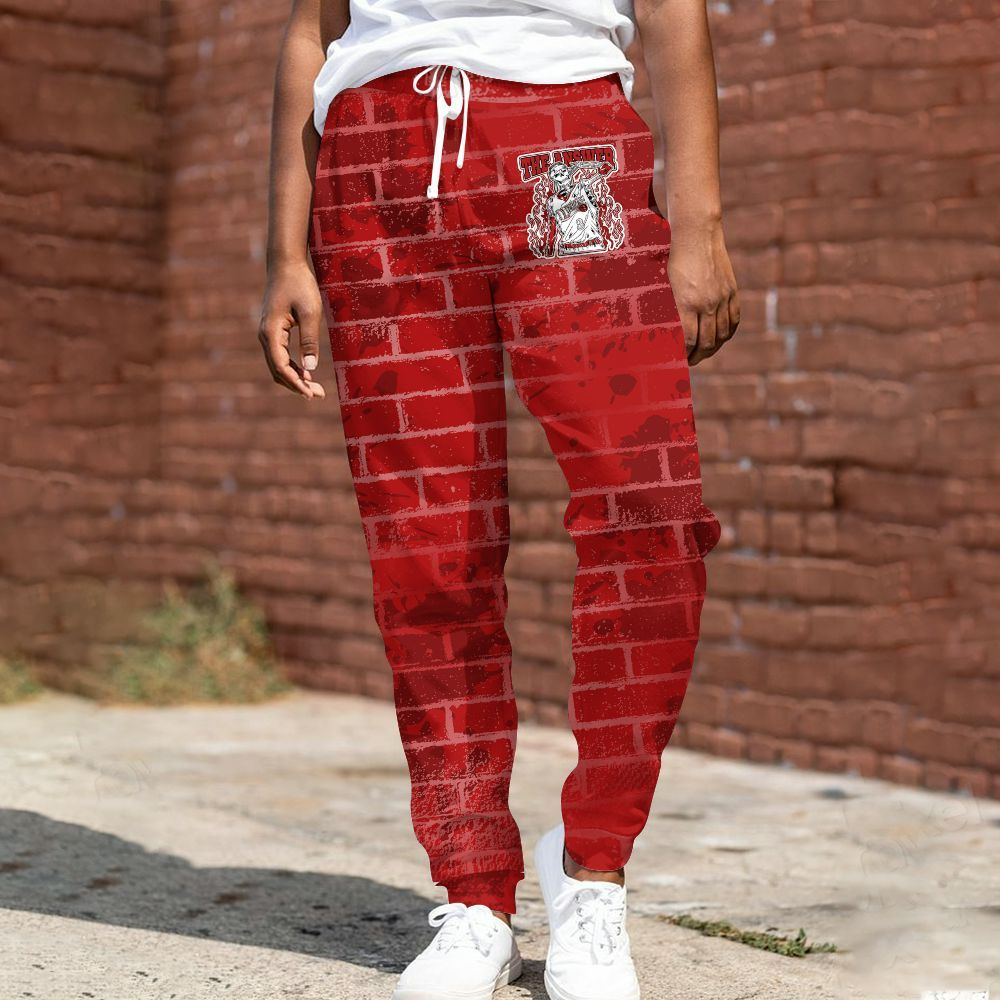 Sweatpant To Match Red Taxi 12s - Allen Answer Skeleton Brick All Over Print