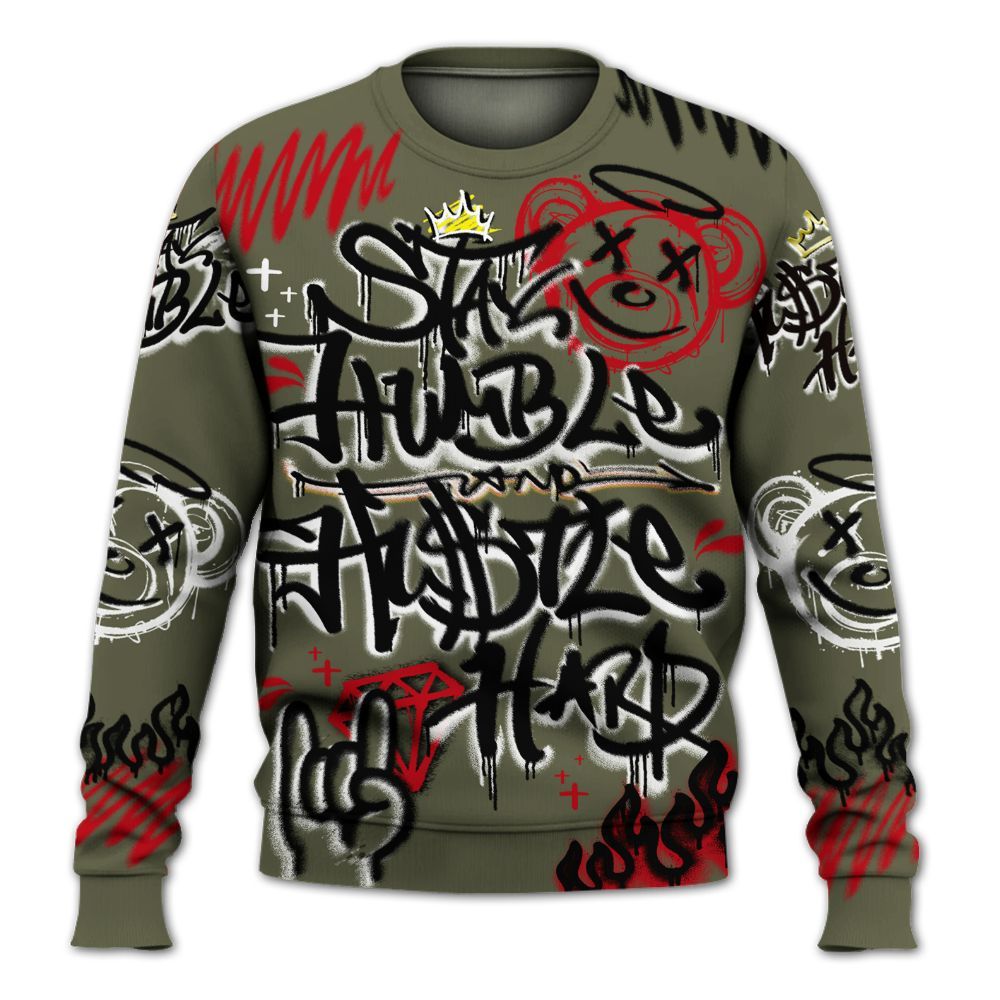 Sweatshirt To Match Low OG Medium Olive 1s - Humble Drip Streetwear Graffity All Over Print