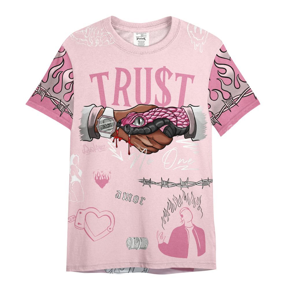 Shirt To Match GS Pearl Pink 12s Shirt, Snake Trust No One All Over Print