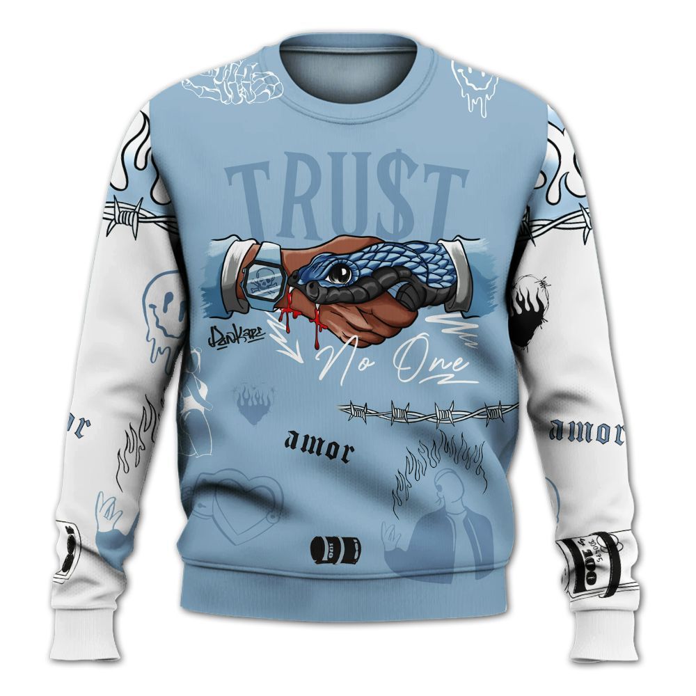 Sweatshirt To Match High University Blue 1s - Snake Trust No One All Over Print