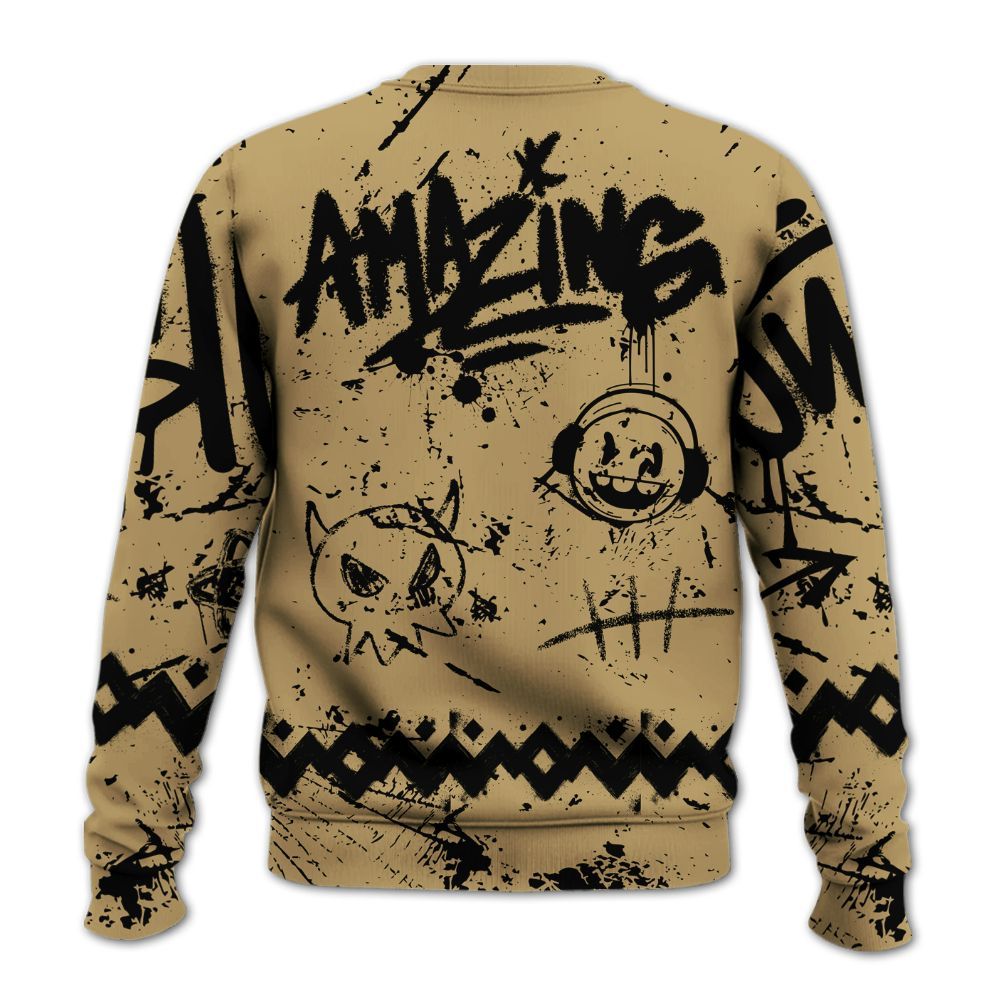 Sweatshirt To Match High OG Black Metallic Gold 1s - Friday Sneaker Crayon All Over Print