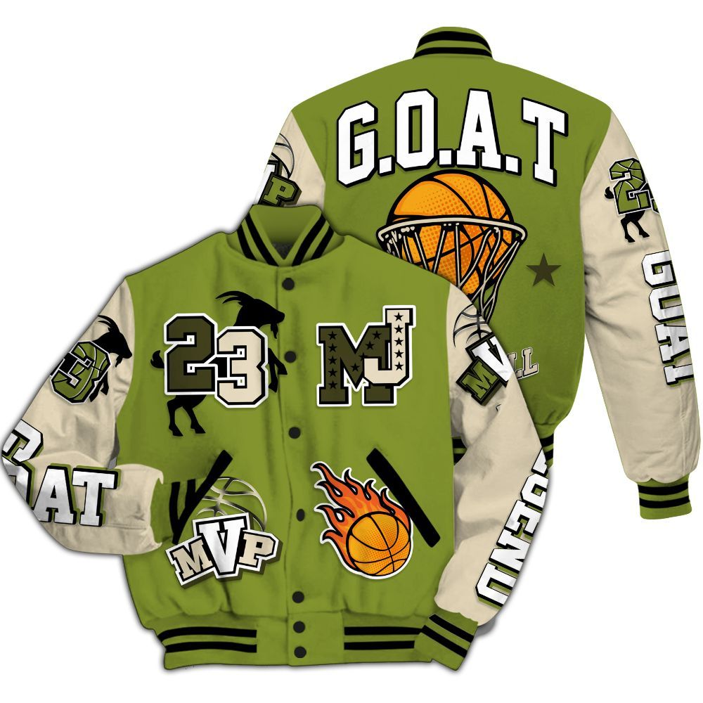 Varsity Jacket To Match SB Dunk Low Asparagus Shirt, 23 Goat MVP Basketball All Over Print