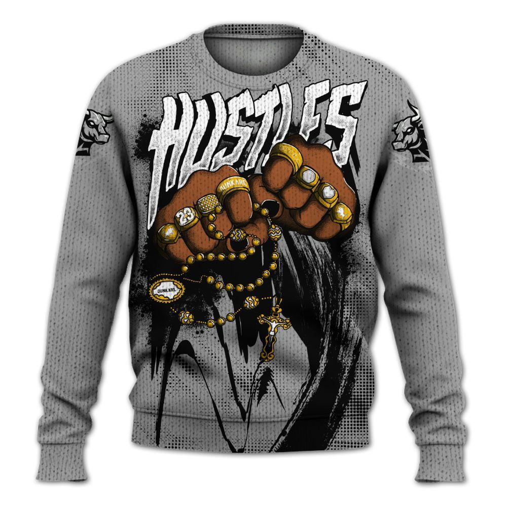 Knitted Sweater To Match Black Wolf Grey 12s - Hustle Make Money