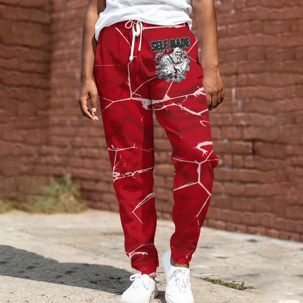Sweatpant To Match Bred Velvet 11s - Self Make Skeleton Crack All Over Print