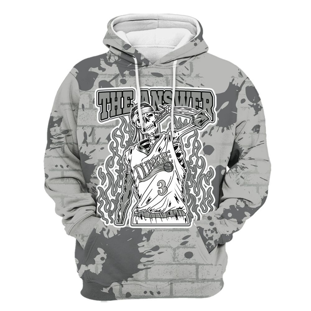 Hoodie To Match Retro Wet Cement 4s - Allen Answer Skeleton Brick All Over Print