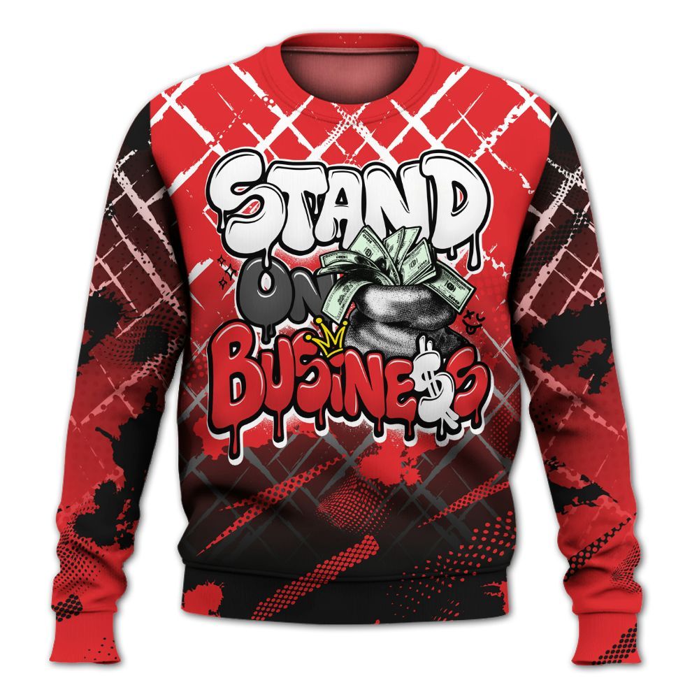 Sweatshirt To Match Chile Red 9s - Halftone Stand Business Dripping All Over Print