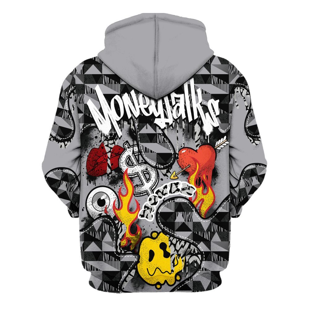 Hoodie To Match Cement Grey 3s - 23 Smile Burning Heart All Over Print