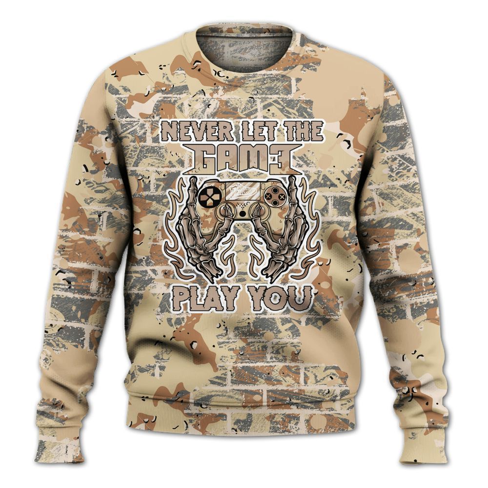 Sweatshirt To Match Desert Camo 3s - PlayGame Skull Brick All Over Print