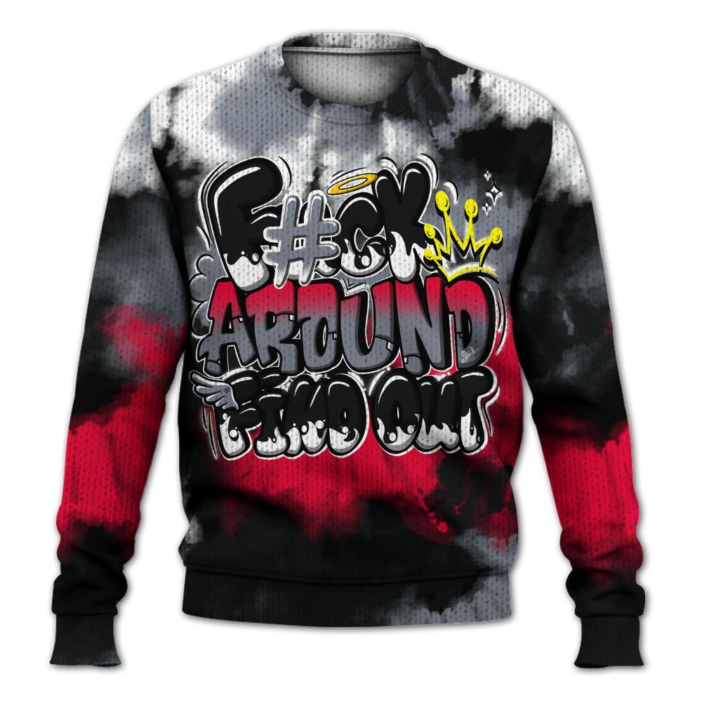 Knitted Sweater To Match Mid Black Metallic 1s - Tie Dye FK Around Find Out