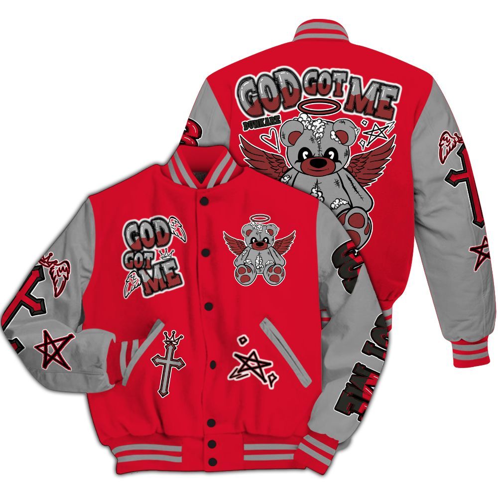 Varsity Jacket To Match Air Max Sunder Gore Tex Fire Red - Gods Guides Me Bear All Over Print