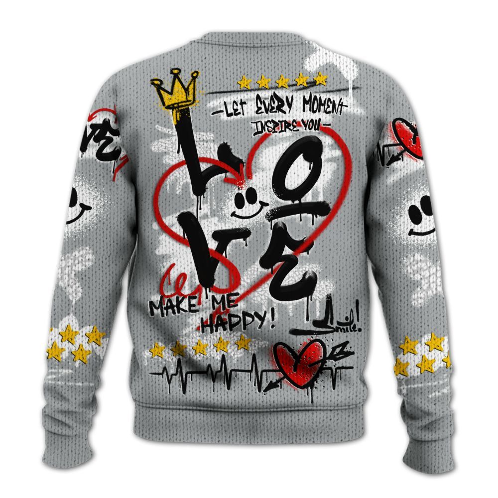 Sweater To Match Retro Pure Money 3s - Happy Love Beats Graffiti Graphic
