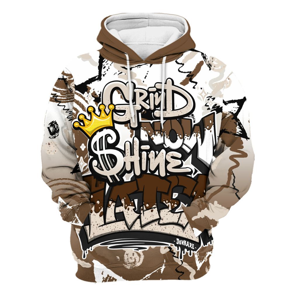 Hoodie To Match Eggnog 12s - Grind Shine Later Drip All Over Print