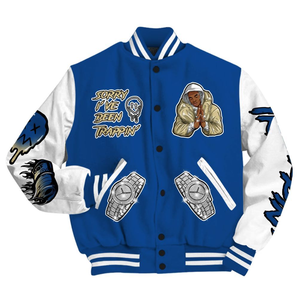 Varsity Jacket To Match Air Ship Royal Blue - Trappin' Unique All Over Print