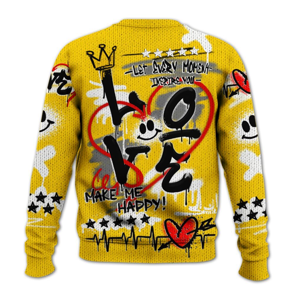 Knitted Sweater To Match Corteiz Air Max 95 Tour Yellow - Happy Love Beats Graffiti Streetwear