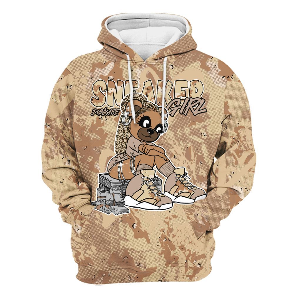 Hoodie To Match Desert Camo 3s - Sneaker Girl Bear Heart Grunge All Over Print