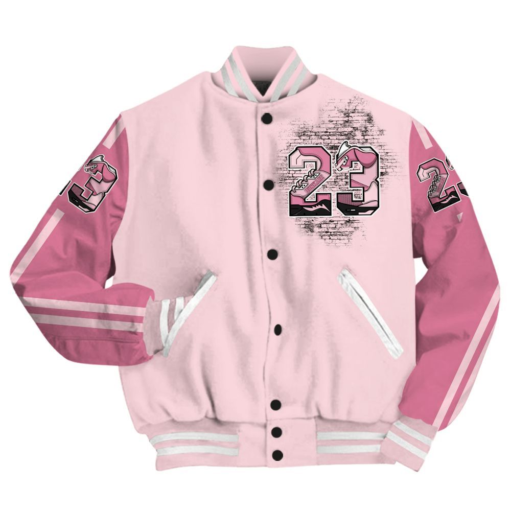 Varsity Jacket To Match GS Pearl Pink 12s - Custom Name Number 23 5s All Over Print