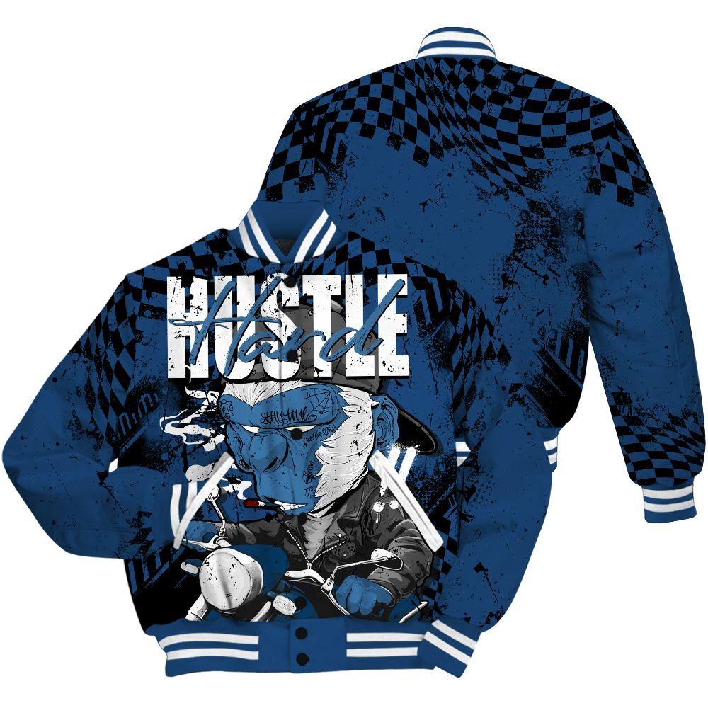 Varsity Jacket To Match High OG Midnight Navy 1s - Hustle Hard Monkey All Over Print