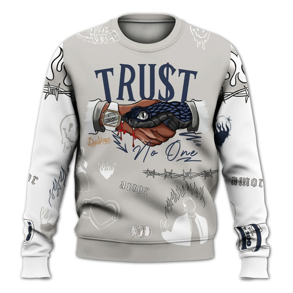 Sweatshirt To Match Low Navy Grey Gum 1s - Snake Trust No One All Over Print