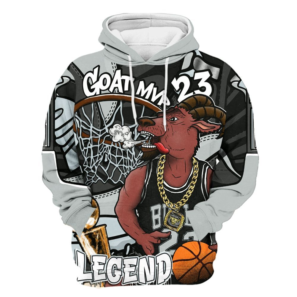 Hoodie To Match Black Wolf Grey 12s - 23 Goat JD 12s All Over Print