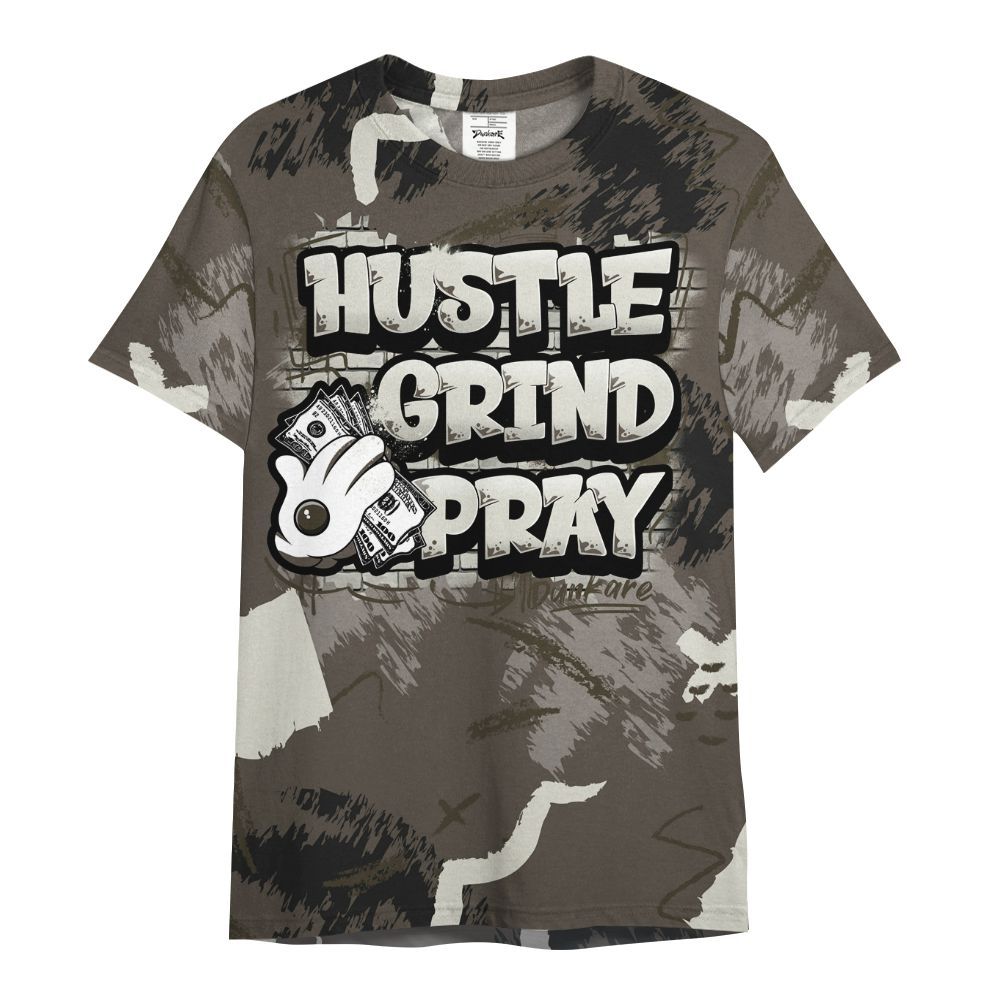 Shirt To Match Cave Stone 4s - Hustle Grind Pray All Over Print