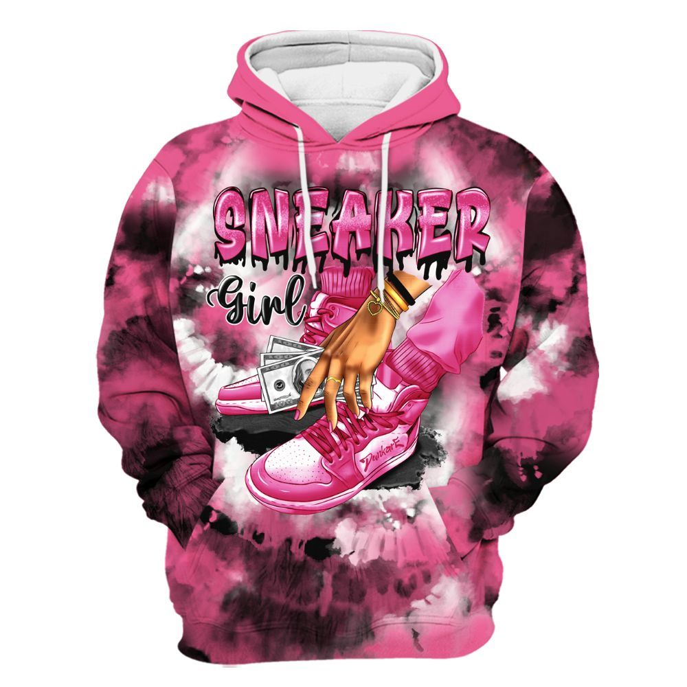 Hoodie To Match Air Max SNDR Hyper Pink - SNEAKER Girl Money Drip Tie Dye All Over Print