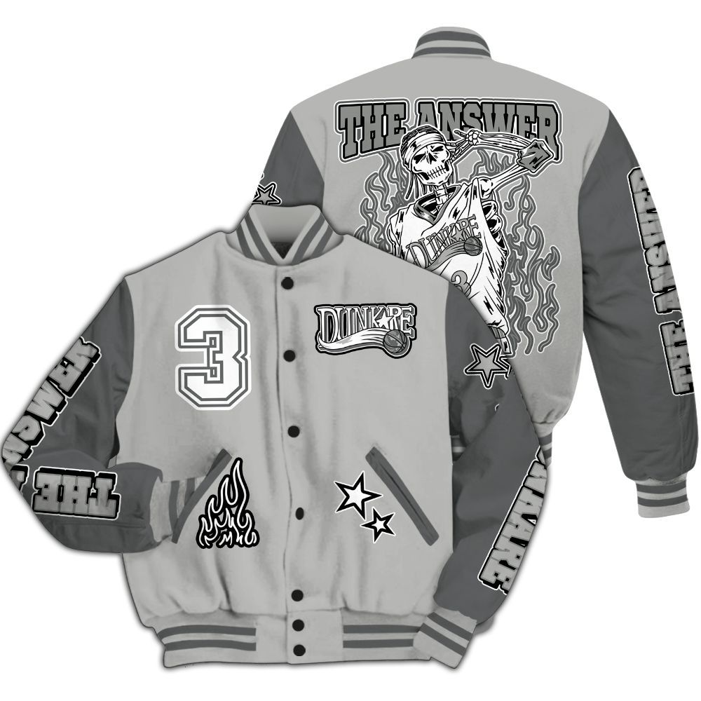 Varsity Jacket To Match Retro Wet Cement 4s - Allen Answer Skeleton All Over Print