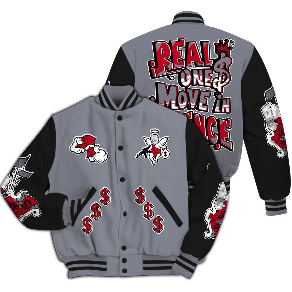 Varsity Jacket To Match Retro Black Flint 13s - Ones Move In Silence Graphic All Over Print