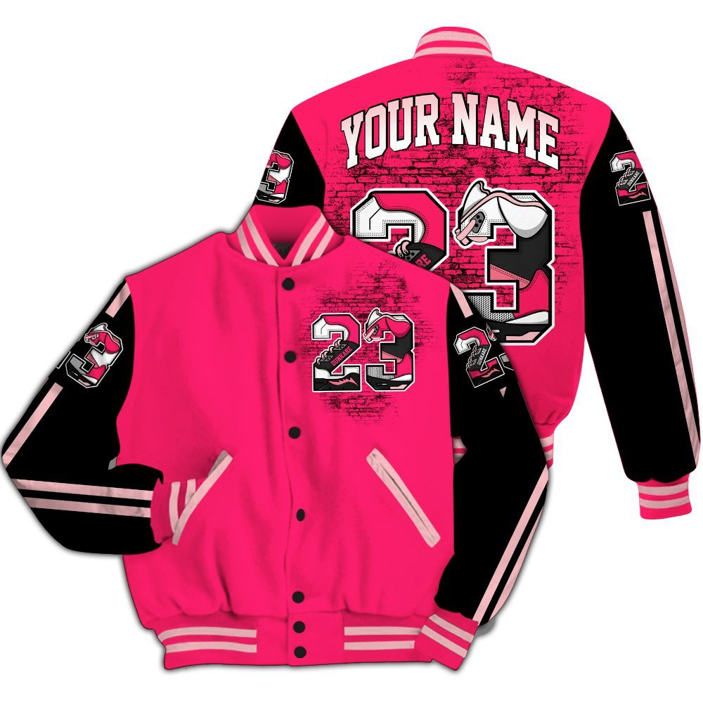 Varsity Jacket To Match A'One Hyper Pink Varsity Jacket, Custom Name Number 23 5s All Over Print