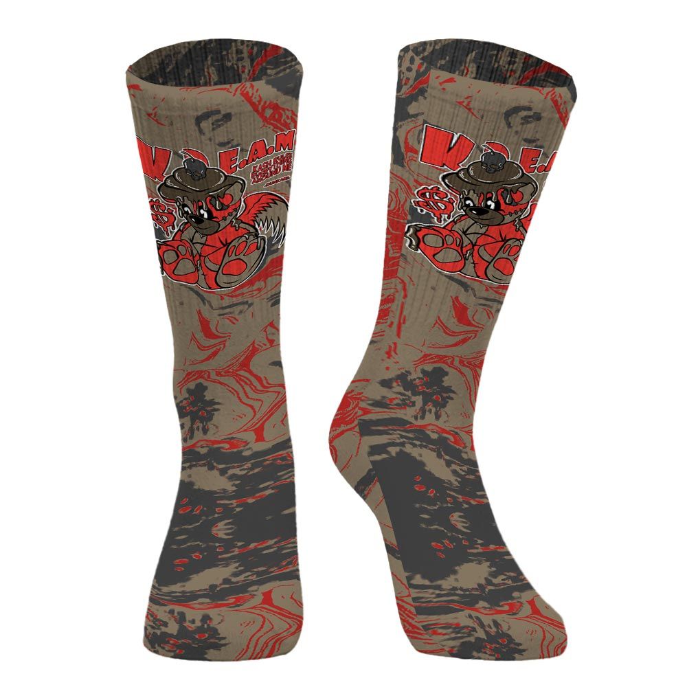 Sock To Match Olive 9s - Loot Bear Liquid