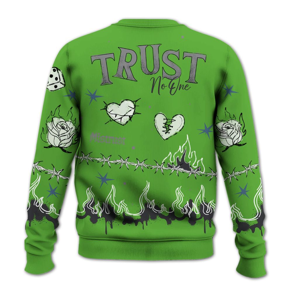 Sweatshirt To Match Retro Green Bean 5s - Trust No One Snake-Bite Doodle Crayon All Over Print