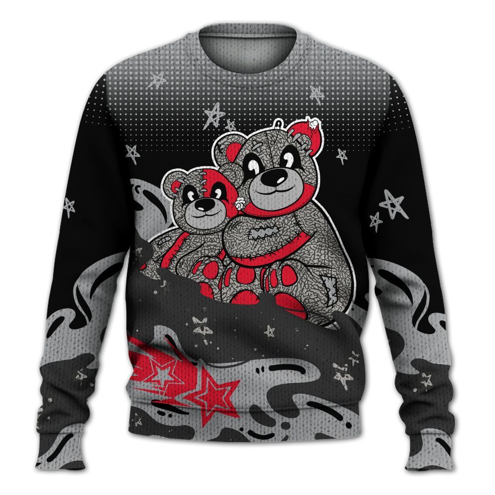 Knitted Sweater To Match Black Cement 3s - Sincere Fondness Bear Stars