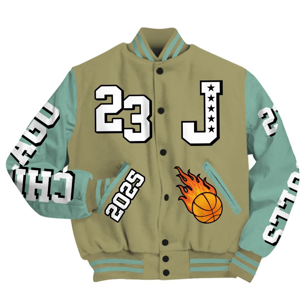 Varsity Jacket To Match Dunk Low Suede Olive Aura - Chicago 23 Basketball All Over Print