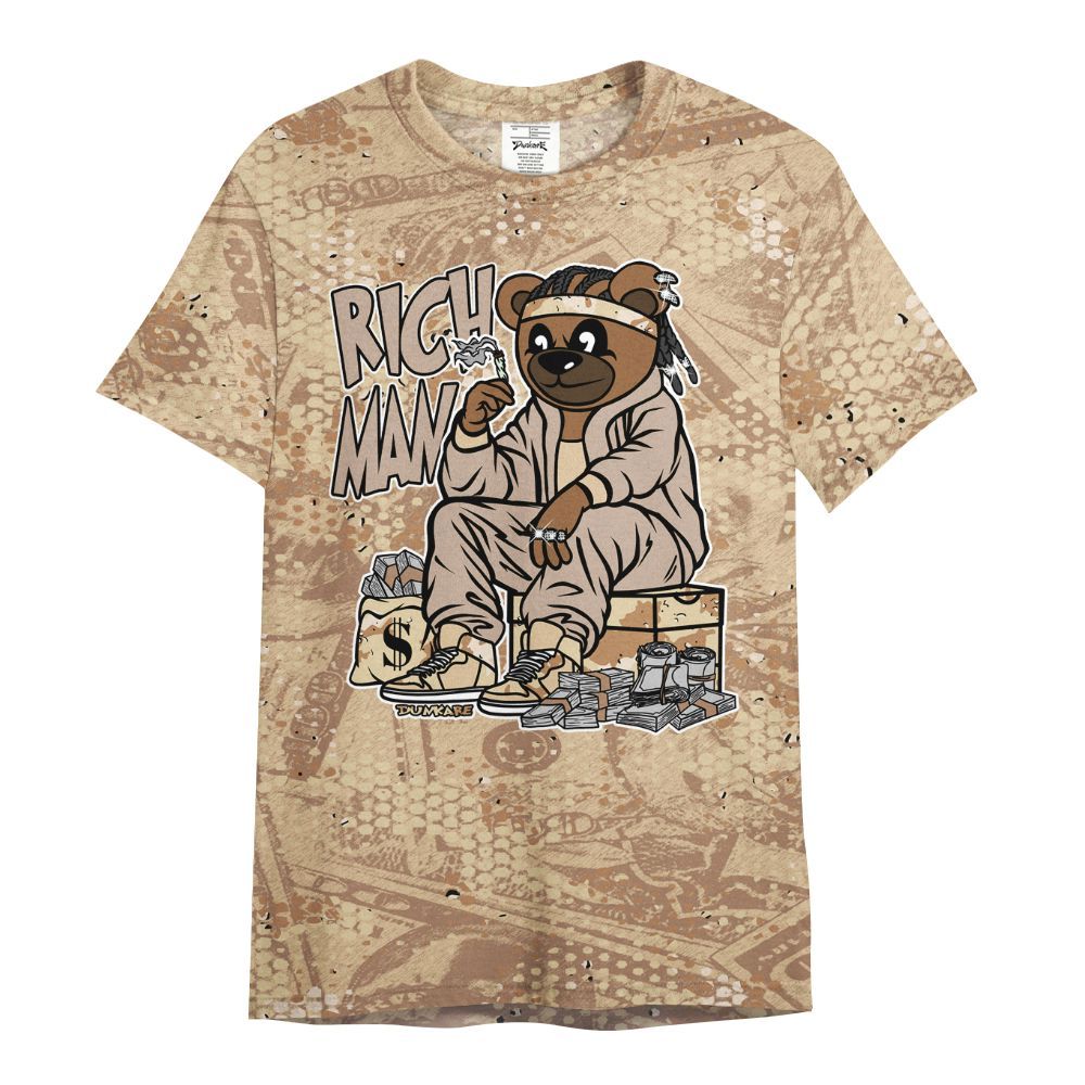 Shirt To Match Desert Camo 3s - Rich Man Bear Banknotes Art All Over Print