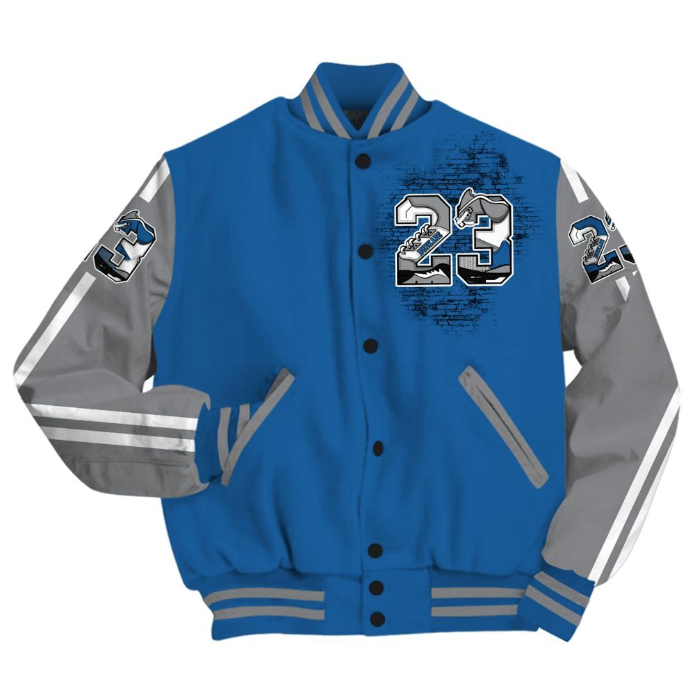 Varsity Jacket To Match French Blue 13s - Custom Name Number 23 5s All Over Print