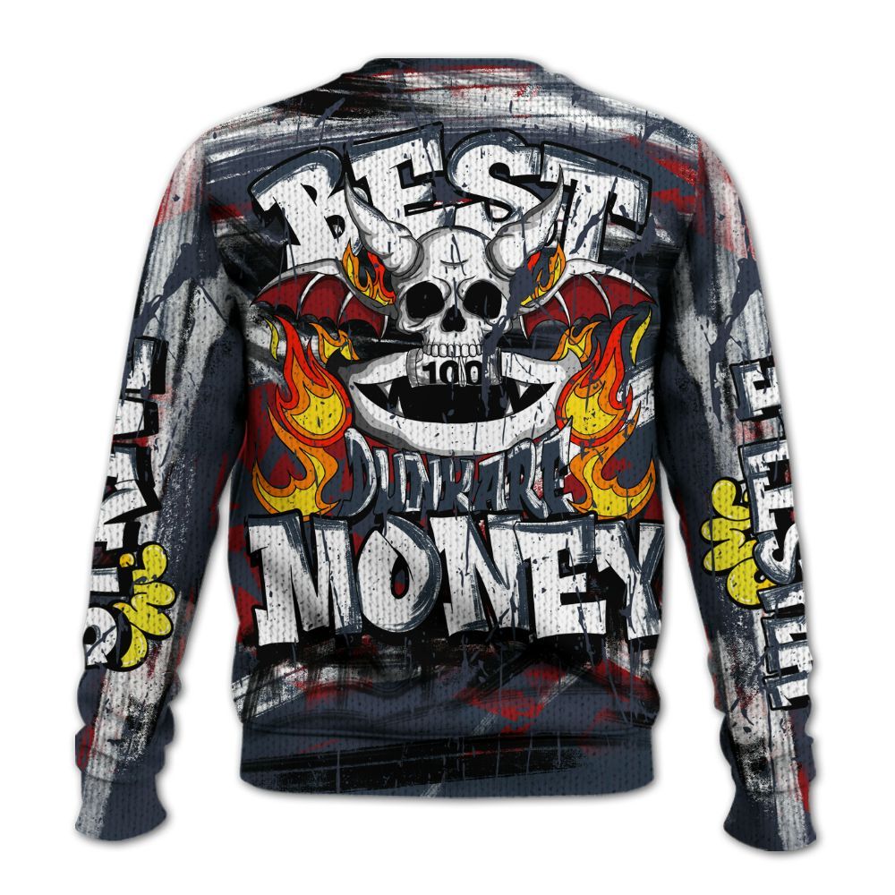 Knitted Sweater To Match Retro Olympic 6s - Money Skull Smile Fire