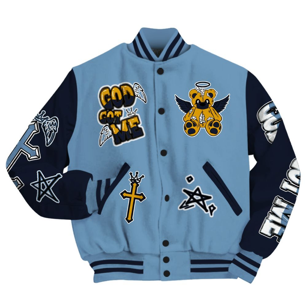 Varsity Jacket To Match High OG First In Flight 1s - Gods Guides Me Bear All Over Print