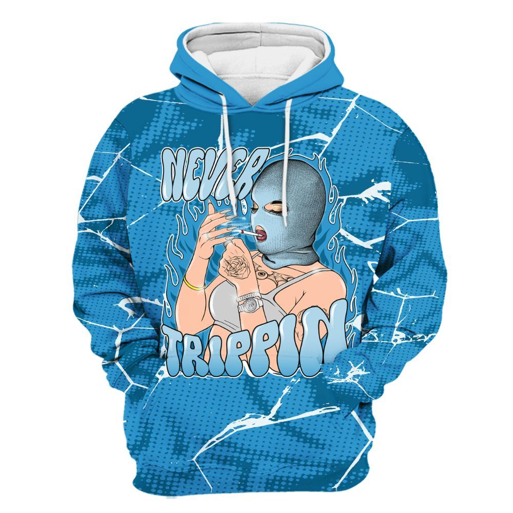Hoodie To Match Powder Blue 9s - Ne'er Trippin' Unique Crack All Over Print